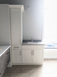 Vanity with White Shaker Doors - Showroom Model.