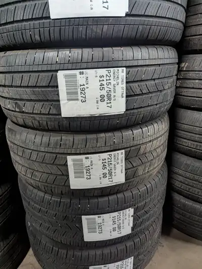 SET OF 4X P215/50R17 215/50/17 MICHELIN ENERGY SAVER A/S ( ALL SEASON ) TAG # 19273 Used tires in ex...