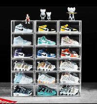 12 Pack Shoe Boxes, Clear Acrylic Stackable Plastic Sneaker Box
