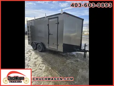 Pre-Owned 2023 Stealth Titan 7.5x14 Cargo Trailer 14+30" Slant wedge V-nose 7.5 wide = 88" interior...