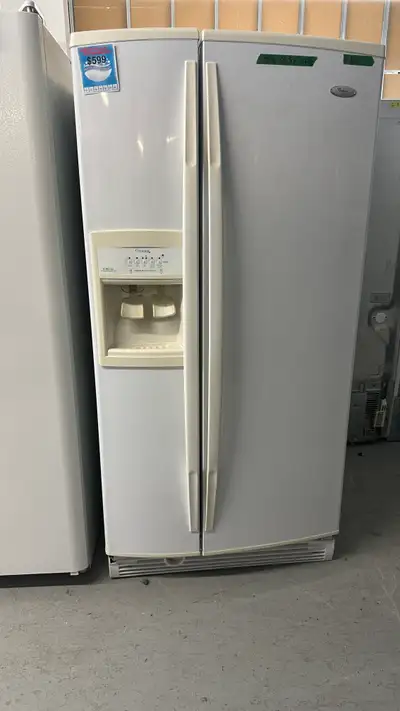 2854-Réfrigérateur Whirlpool Cote à cote Blanc Distributeur, View more