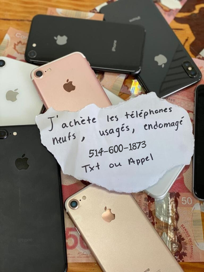 Je paye CASH pour Iphone et galaxy brise ou endommage!, View more