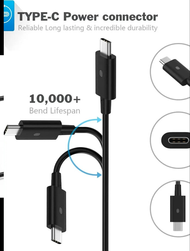 USB C Charger 90W Laptop Charger Replacement for Dell XPS 13 XPS in Cables & Connectors in Gatineau - Image 2