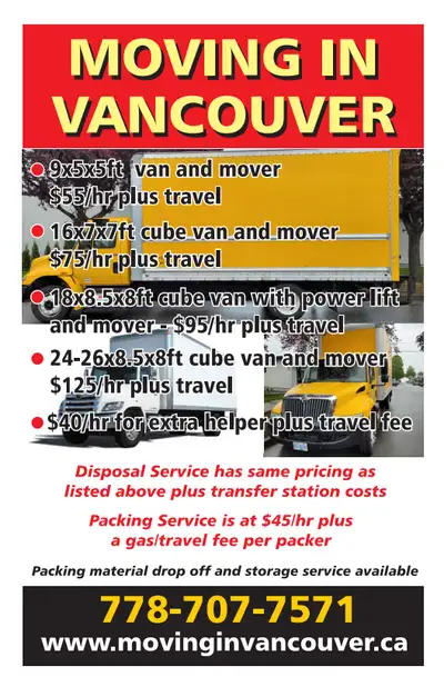 Movers, Moving Trucks, Packers, Storage, Disposal, View more