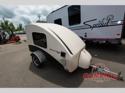 HELIO HE3 Series teardrop trailer HE3S highlights: Aluminum Frame Rear Screen Door Big Sofa Bed Fron...