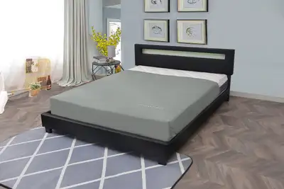 NEW BLACK MODERN LED BED FRAME UPHOLSTERED 1551, View more