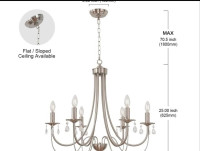 Lucidce Brushed Nickel Candle Chandelier with Crystal Modern Far