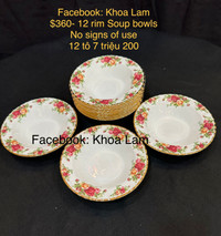 SOLD OUT - 12 rim Soup bowls Old Country Roses Royal Albert 