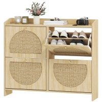 4 Flip-Drawer Shoe Cabinet, Shoe Storage Cabinet with Rattan Doo City of Toronto Toronto (GTA) Preview
