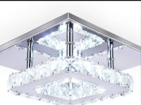 Dixun Modern Mini Led Chandelier Semi Flush Mount Chrome Crystal
