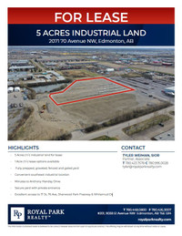 5 ACRES INDUSTRIAL LAND FOR LEASE