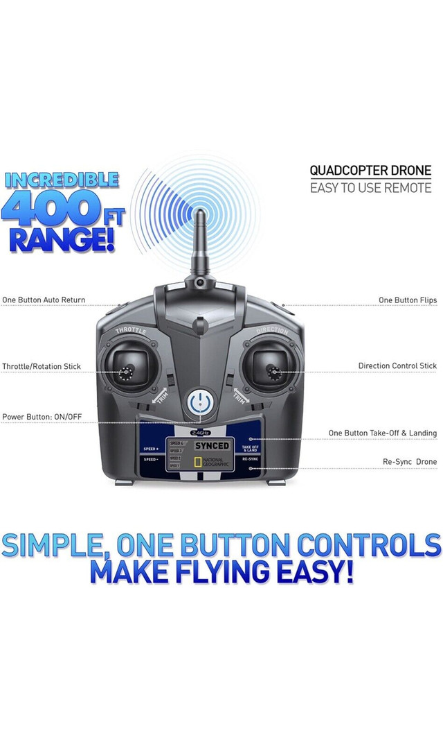 NATIONAL GEOGRAPHIC Quadcopter Drone - With 1-Button Take-Off in Toys & Games in Sarnia - Image 3