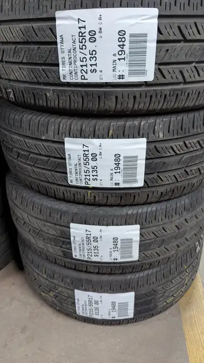 SET OF 4X CONTINENTAL CONTIPROCONTACT TAG # 19480 Size: 215/55/17 215/55/17 Excellent condition Pres...
