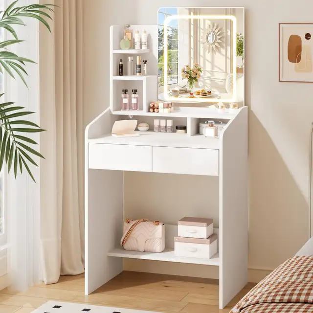 BRAND NEW - Small Vanity Desk Set with Square Mirror and Light.. in Dressers & Wardrobes in Oakville / Halton Region - Image 2