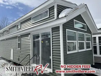 Light, bright park model- just arrived! Sleeps up to 8- rear queen bedroom with a spacious Kitchen i...