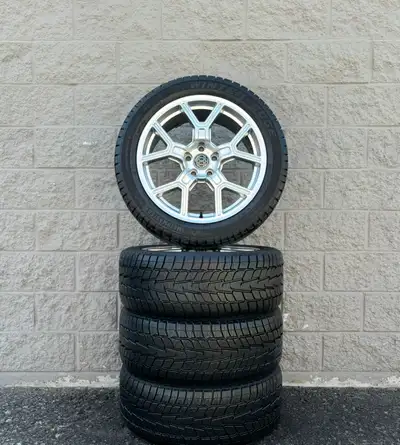 MotoMaster Winter Edge 18" Snow Tires And Aftermarket RSSW Faith Alloy Silver 18 Inch Wheels TPMS. 4...