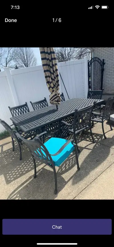 Patio table and chairs, View more