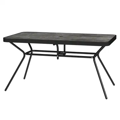 Rectangle Outdoor Dining Table for 6, with 1.7" Umbrella Hole, E, View more