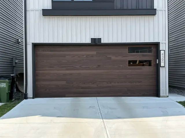 Insulated 16x7 Garage Door - Walnut Wood Finish