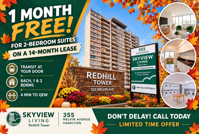 FALL SPECIAL - 1 MONTH FREE ON 2 BEDROOMS in Long Term Rentals in Hamilton - Image 2