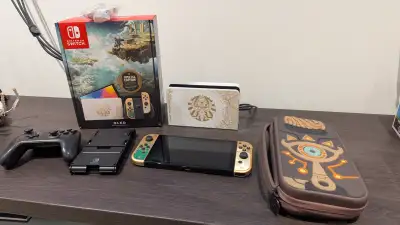 Zelda Switch OLED Totk Edition w/ Box, Case, Pro Controller, View more