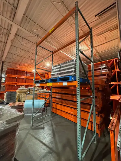 Used 13' tall pallet racking  frames ONLY $100 - Beams ONLY $15!, View more