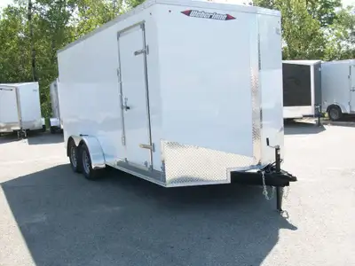 Remorque neuve 7' x 16' v-nose 2 essieux 3500LB. A GLISSIERE HD FREIN ELECTRIQUE 7' de haut interieu...