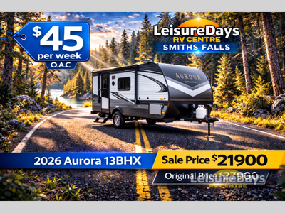 Forest River Aurora Light travel trailer 13BHX highlights: 54in.in. x 74in.in. Queen Bed Two Burner...