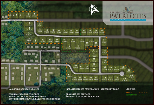 Terrains à vendre à Sorel-Tracy le projet Refuge des patriotes dans Terrains à vendre  à Saint-Hyacinthe