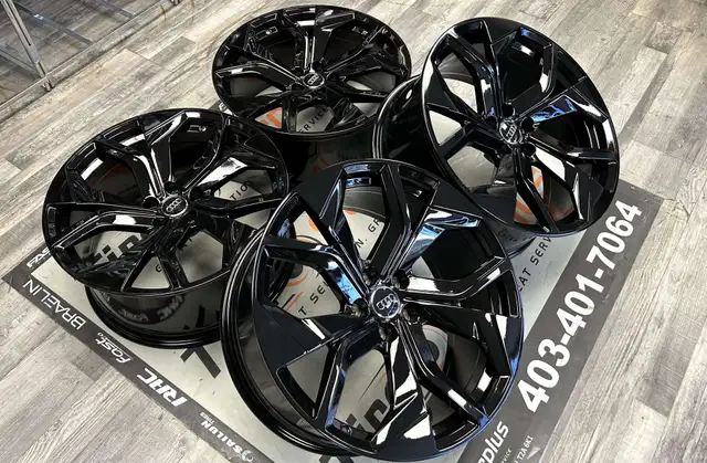 22x10J Audi A21 Gloss Black Wheels 5x112 - fit Audi Q7, Audi Q8 in Tires & Rims in Calgary - Image 3