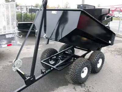 Remorque neuve Dompeur MANUELLE pour vtt 48'' x 66'' 2 essieux ou 2 essieux d petit tail gate amovib...