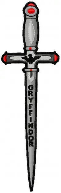 Gryffindor sword bookmark/ patch embroidery file