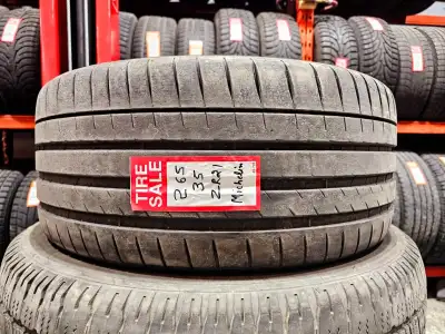 One good used P265/35R21 Michelin Pilot sport 4s install and balance $150 Loose purchase $125 Tread...
