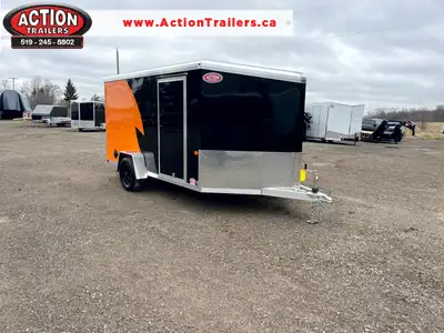 NEO NAM SPORT 7' x 12' ALL-ALUMINUM MOTORCYCLE TRAILER WITH REAR RAMP DOOR AND 2-TONE PAINT! Built f...