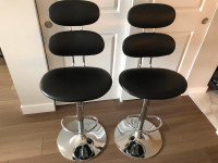 Counter stools adjustable, vegan leather with chrome base