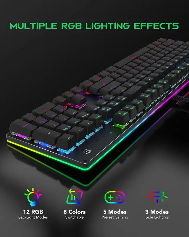 Black Shark RGB Mechanical Gaming Keyboard LED Backlit in General Electronics in Markham / York Region - Image 7