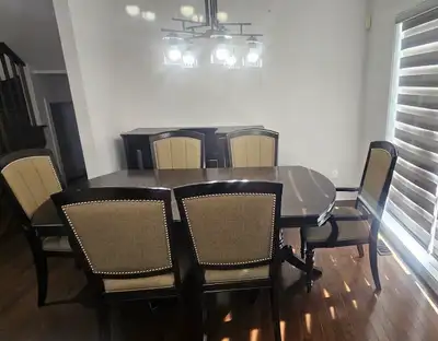 Dining table with 6 chairs and buffet, View more