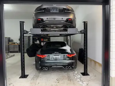 By German design Sliding Jack tray 3 oil drip trays ramps are included with all hoists. We also incl...