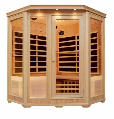 NEW PURE STEAM BATH 4 PERSON CORNER HEMLOCK CARBON FIBER SEKH3C, View more