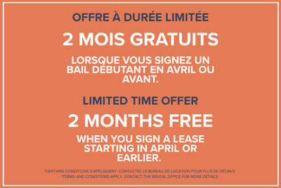 6 Months of Free Storage Visitez notre site Web : https://www.capreit.ca/fr/appartements-a-louer/lav...