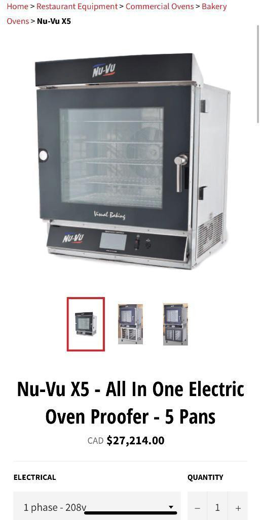 $27k Nu-Vu X5 - All In One Electric Oven Proofer - 5 full trays in Industrial Kitchen Supplies in Mississauga / Peel Region - Image 2