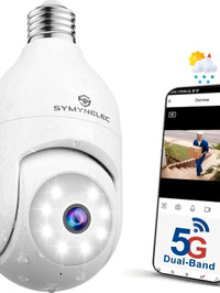 SYMYNELEC 5GHz/2.4GHz Light Bulb Security Camera Outdoor Waterpr