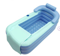 1 Person: Vinyl Rectangle Inflatable Hot Tub in Blue (in box)