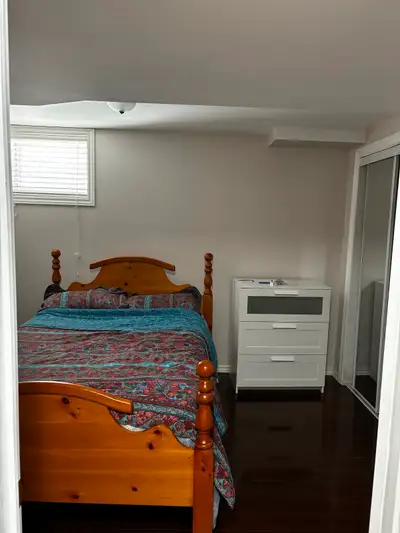 Private Room available for rent in fully furnished basement of house. Shared entrance and kitchen. T...