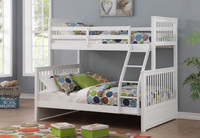 White Twin/Full Bunk Bed $699, Convertible into two beds B-122