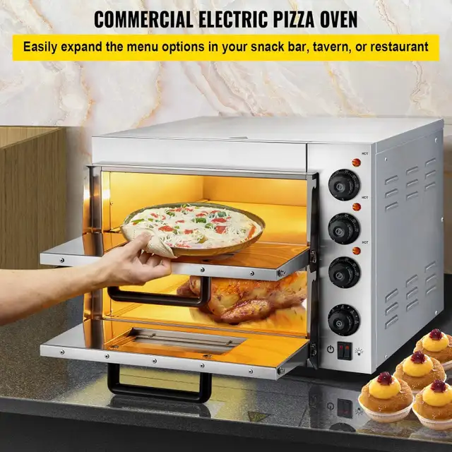 NEW COMMERCIAL 1950W 2 LAYER STAINLESS STEEL PIZZA OVEN PO14D in Stoves, Ovens & Ranges in Grande Prairie - Image 4