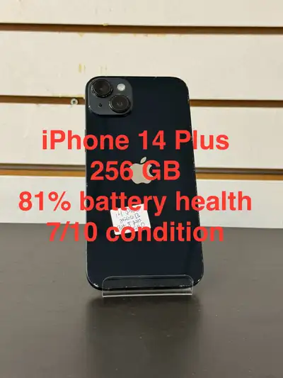 iPhone 14 Plus 256GB 81% battery health 8/10 condition, View more