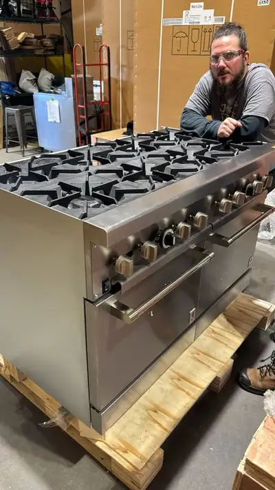NEW 8 BURNER GAS RANGE WITH CONVECTION OVEN, View more