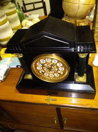 ANSONIA MANTLE CLOCK 1900 - VINTAGE WORKING METAL CASE CLOCK