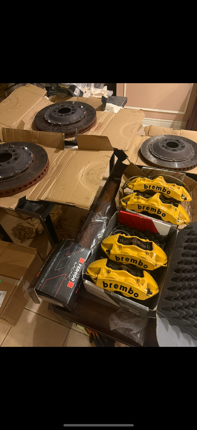 Brembo GTS F/R Big Brake kit(BBk): Brembo GTS Front 6 piston Calipers(Yellow) Brembo GTS Rear 4 Pist...